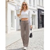 Ekouaer Women Pajama Pants 2026 Knit Ribbed PJ Bottom Sleep Lounge Pant(Brown)