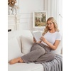 Ekouaer Women Pajama Pants 2026 Knit Ribbed PJ Bottom Sleep Lounge Pant(Brown)
