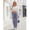Ekouaer Women Pajama Pants 2026 Knit Ribbed PJ Bottom Sleep Lounge Pant(Dark Blue)