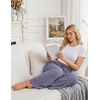 Ekouaer Women Pajama Pants 2026 Knit Ribbed PJ Bottom Sleep Lounge Pant(Dark Blue)