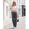 Ekouaer Women Pajama Pants 2026 Knit Ribbed PJ Bottom Sleep Lounge Pant(Dark Grey)