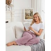 Ekouaer Women Pajama Pants 2026 Knit Ribbed PJ Bottom Sleep Lounge Pant(Dark Pink)