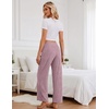 Ekouaer Women Pajama Pants 2026 Knit Ribbed PJ Bottom Sleep Lounge Pant(Dark Pink)