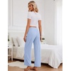 Ekouaer Women Pajama Pants 2026 Knit Ribbed PJ Bottom Sleep Lounge Pant(Light Blue)