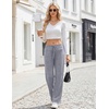 Ekouaer Women Pajama Pants 2026 Knit Ribbed PJ Bottom Sleep Lounge Pant(Light Grey)