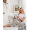 Ekouaer Women Pajama Pants 2026 Knit Ribbed PJ Bottom Sleep Lounge Pant(Light Khaki)