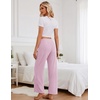 Ekouaer Women Pajama Pants 2026 Knit Ribbed PJ Bottom Sleep Lounge Pant(Pink)