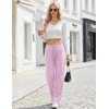 Ekouaer Women Pajama Pants 2026 Knit Ribbed PJ Bottom Sleep Lounge Pant(Pink)