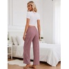 Ekouaer Women Pajama Pants 2026 Knit Ribbed PJ Bottom Sleep Lounge Pant(Wine Red)