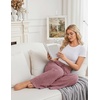 Ekouaer Women Pajama Pants 2026 Knit Ribbed PJ Bottom Sleep Lounge Pant(Wine Red)