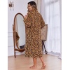 Ekouaer Women Zip Up Robe Fleece Long Sleeves Soft Housecoat with Pockets(Leopard Print)