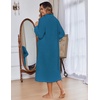 Ekouaer Women Zip Up Robe Fleece Long Sleeves Soft Housecoat with Pockets(Sea Blue)