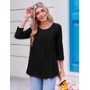 Ekouaer Womens 3/4 Length Sleeve Tops Boho Blouses Casual Pleated Shirts(Black)