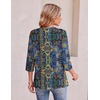 Ekouaer Womens 3/4 Length Sleeve Tops Boho Blouses Casual Pleated Shirts(Boho)