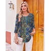 Ekouaer Womens 3/4 Length Sleeve Tops Boho Blouses Casual Pleated Shirts(Boho)