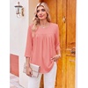 Ekouaer Womens 3/4 Length Sleeve Tops Boho Blouses Casual Pleated Shirts(Coral)