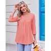 Ekouaer Womens 3/4 Length Sleeve Tops Boho Blouses Casual Pleated Shirts(Coral)