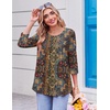 Ekouaer Womens 3/4 Length Sleeve Tops Boho Blouses Casual Pleated Shirts(Ethnic Print)