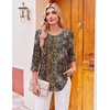 Ekouaer Womens 3/4 Length Sleeve Tops Boho Blouses Casual Pleated Shirts(Ethnic Print)