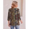 Ekouaer Womens 3/4 Length Sleeve Tops Boho Blouses Casual Pleated Shirts(Ethnic Print)