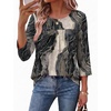 Ekouaer Womens 3/4 Length Sleeve Tops Boho Blouses Casual Pleated Shirts(Multicolor)