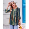Ekouaer Womens 3/4 Length Sleeve Tops Boho Blouses Casual Pleated Shirts(Multicolor Strips)