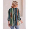 Ekouaer Womens 3/4 Length Sleeve Tops Boho Blouses Casual Pleated Shirts(Multicolor Strips)