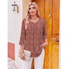 Ekouaer Womens 3/4 Length Sleeve Tops Boho Blouses Casual Pleated Shirts(Red Flower)