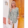 Ekouaer Womens 3/4 Length Sleeve Tops Boho Blouses Casual Pleated Shirts(Sketch Line)