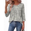 Ekouaer Womens 3/4 Length Sleeve Tops Boho Blouses Casual Pleated Shirts(Sketch Line)