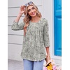 Ekouaer Womens 3/4 Length Sleeve Tops Boho Blouses Casual Pleated Shirts(Sketch Line)