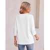 Ekouaer Womens 3/4 Length Sleeve Tops Boho Blouses Casual Pleated Shirts(White)