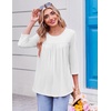 Ekouaer Womens 3/4 Length Sleeve Tops Boho Blouses Casual Pleated Shirts(White)