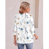 Ekouaer Womens 3/4 Length Sleeve Tops Boho Blouses Casual Pleated Shirts(White Flower)