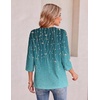 Ekouaer Womens 3/4 Length Sleeve Tops Boho Blouses Casual Pleated Shirts(Willow Flower)