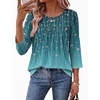 Ekouaer Womens 3/4 Length Sleeve Tops Boho Blouses Casual Pleated Shirts(Willow Flower)