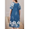 Ekouaer Women’s Zipper Front Mumu Duster Robes with Pockets Soft Housecoat(Floral Blue)