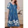 Ekouaer Women’s Zipper Front Mumu Duster Robes with Pockets Soft Housecoat(Floral Blue)