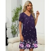 Ekouaer Women’s Zipper Front Mumu Duster Robes with Pockets Soft Housecoat(Floral Purple Black)