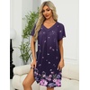 Ekouaer Women’s Zipper Front Mumu Duster Robes with Pockets Soft Housecoat(Floral Purple Black)