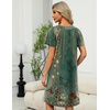 Ekouaer Women’s Zipper Front Mumu Duster Robes with Pockets Soft Housecoat(Green Ethnic Floral)