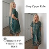 Ekouaer Women’s Zipper Front Mumu Duster Robes with Pockets Soft Housecoat(Green Ethnic Floral)