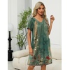Ekouaer Women’s Zipper Front Mumu Duster Robes with Pockets Soft Housecoat(Green Ethnic Floral)