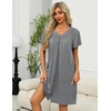 Ekouaer Women’s Zipper Front Mumu Duster Robes with Pockets Soft Housecoat(Grey)