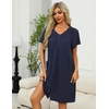 Ekouaer Women’s Zipper Front Mumu Duster Robes with Pockets Soft Housecoat(Navy Blue)