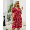 Ekouaer Women’s Zipper Front Mumu Duster Robes with Pockets Soft Housecoat(Red Floral)