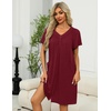 Ekouaer Women’s Zipper Front Mumu Duster Robes with Pockets Soft Housecoat(Wine Red)
