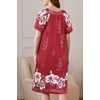 Ekouaer Women’s Zipper Front Mumu Duster Robes with Pockets Soft Housecoat(Wine Red Floral)