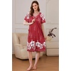 Ekouaer Women’s Zipper Front Mumu Duster Robes with Pockets Soft Housecoat(Wine Red Floral)