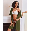 Ekouaer Zip Up Robes for Women Short Knit Bathrobe with Pockets(Army Green)